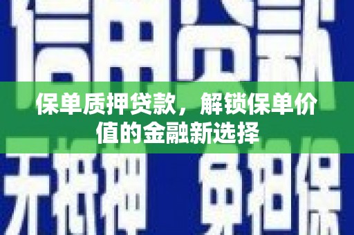 苑里保单质押贷款，解锁保单价值的金融新选择