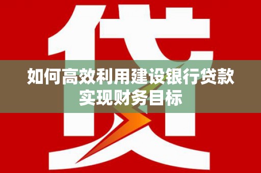 苑里如何高效利用建设银行贷款实现财务目标
