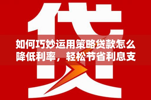 苑里如何巧妙运用策略贷款怎么降低利率，轻松节省利息支出