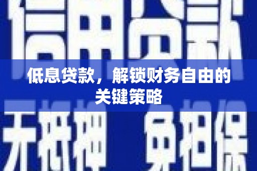 苑里低息贷款，解锁财务自由的关键策略