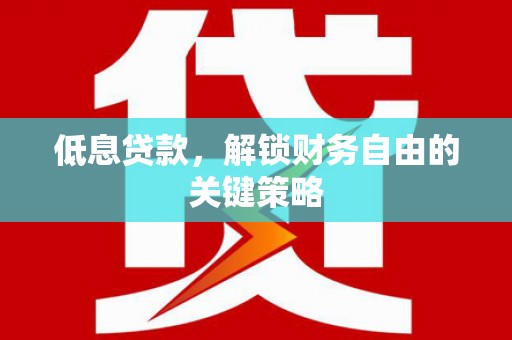 苑里低息贷款，解锁财务自由的关键策略