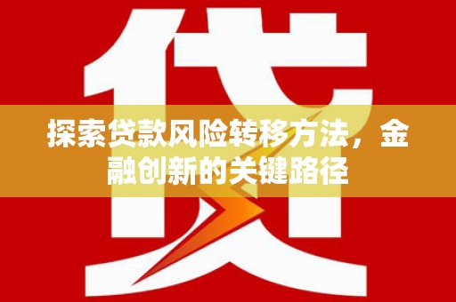 苑里探索贷款风险转移方法，金融创新的关键路径
