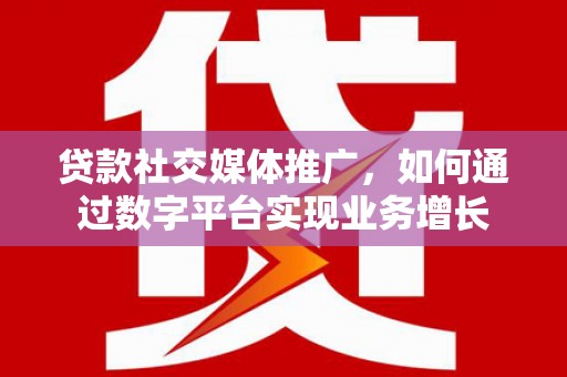苑里贷款社交媒体推广，如何通过数字平台实现业务增长