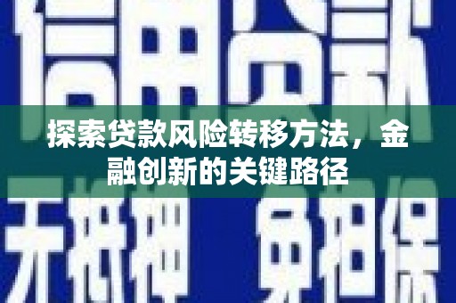 苑里探索贷款风险转移方法，金融创新的关键路径