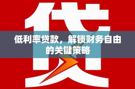 苑里低利率贷款，解锁财务自由的关键策略