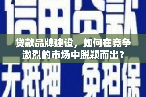苑里贷款品牌建设，如何在竞争激烈的市场中脱颖而出？