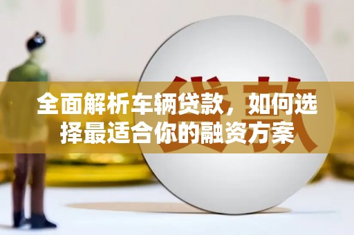 苑里全面解析车辆贷款，如何选择最适合你的融资方案